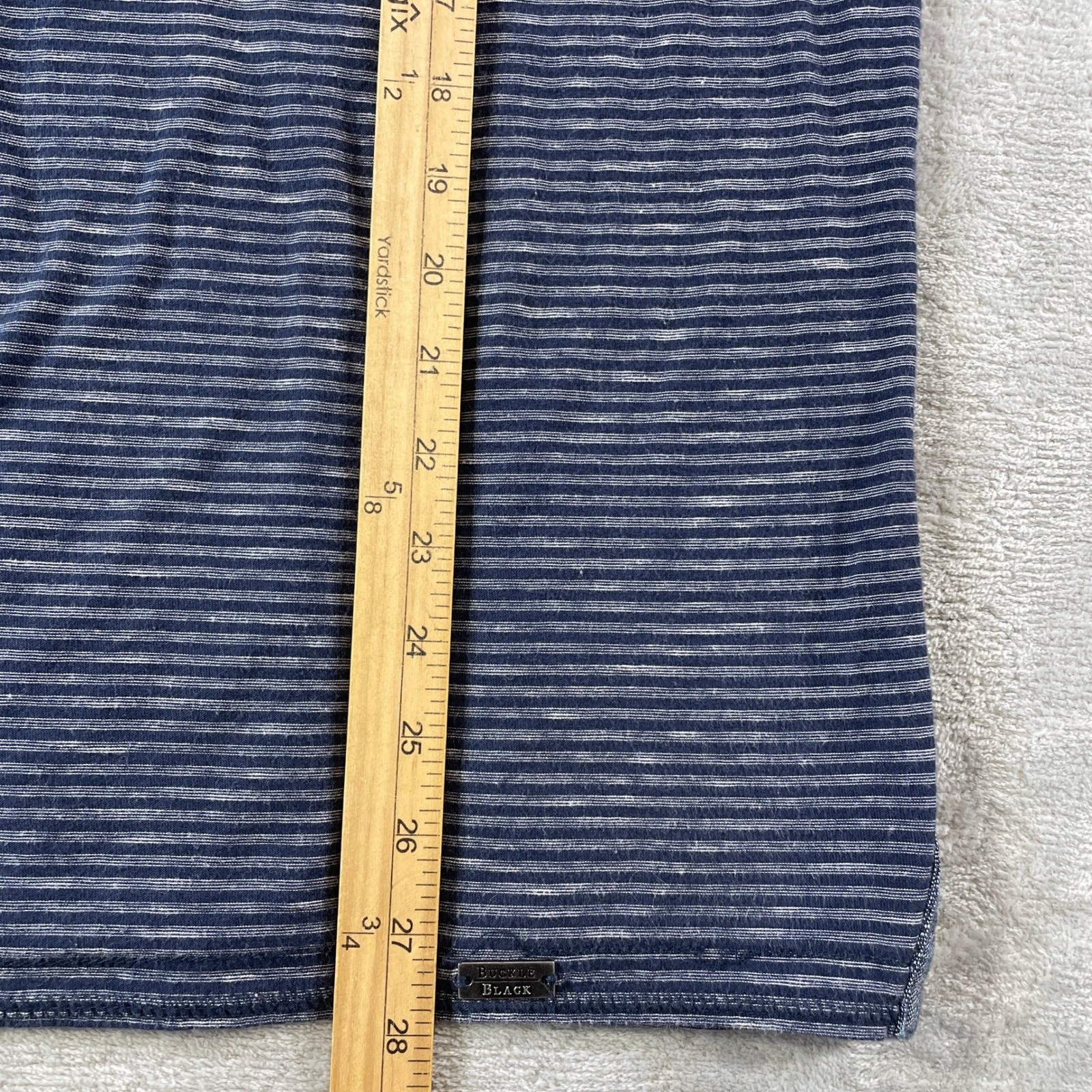 Buckle Black Henley Shirt 48 Mens Large Blue Striped Long Sleeve Casual Preppy gallery