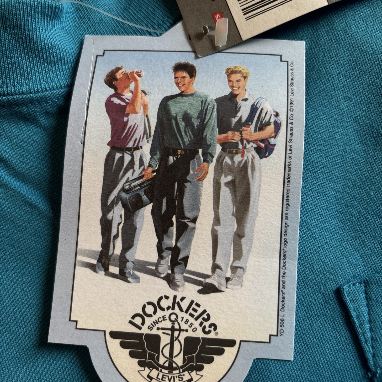 Vintage Dockers T Shirt Teal Made In USA Sz M (12-14) NWT See Description gallery