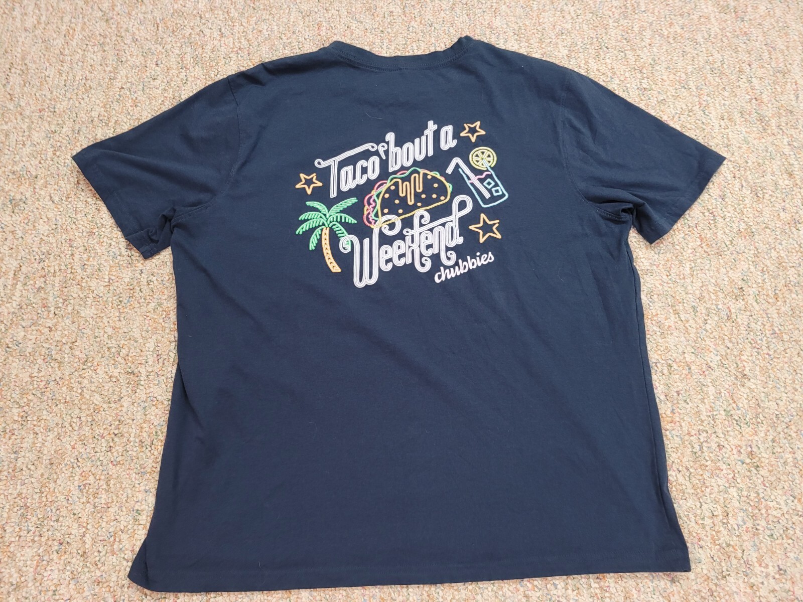 Chubbies Shirt Mens 2XL Blue Pocket Tee Logo Taco Weekend Neon Pineapple Casual gallery