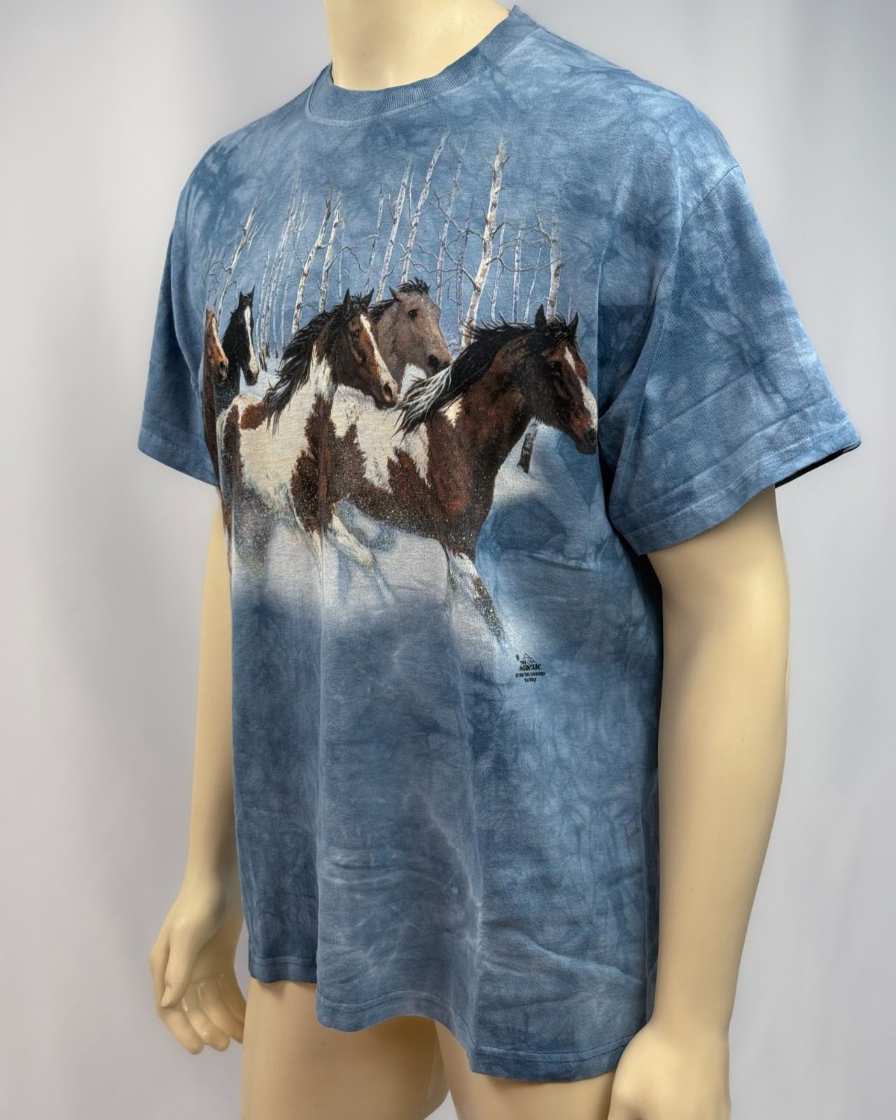Vintage 1999 The Mountain Horse Snow T Shirt Large Blue Tie Dye Wild Wings USA gallery