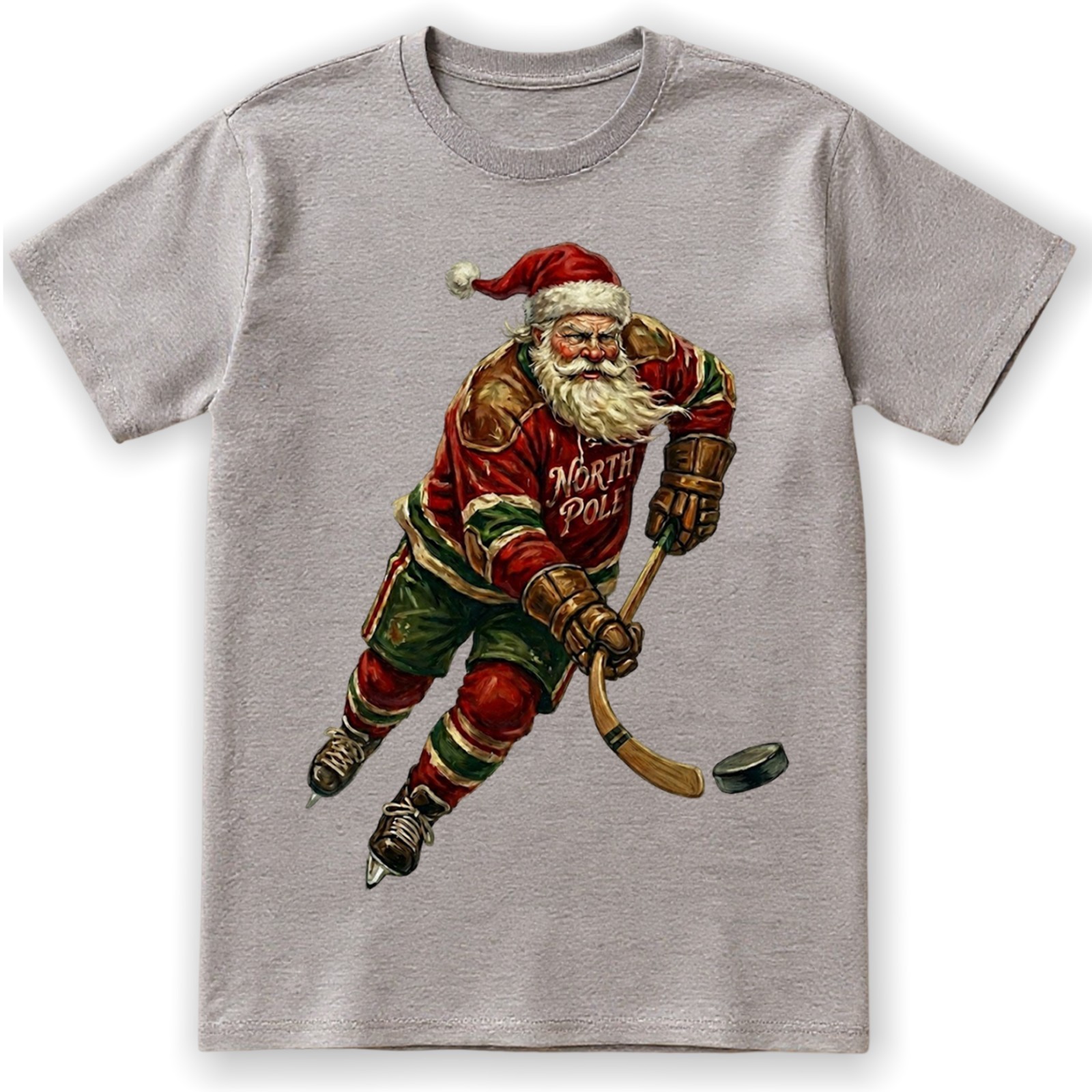 Vintage Santa Hockey T-Shirt North Pole Jersey Christmas Holiday Sports Sweater gallery