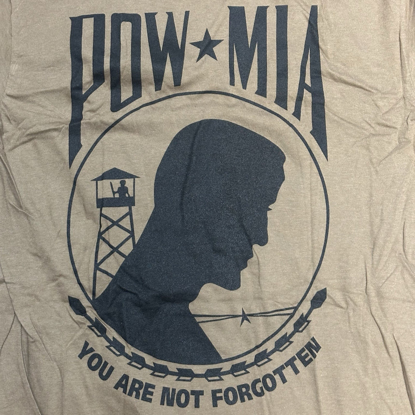 Khaki Military Shirt Mens "POW MIA" Size Small gallery
