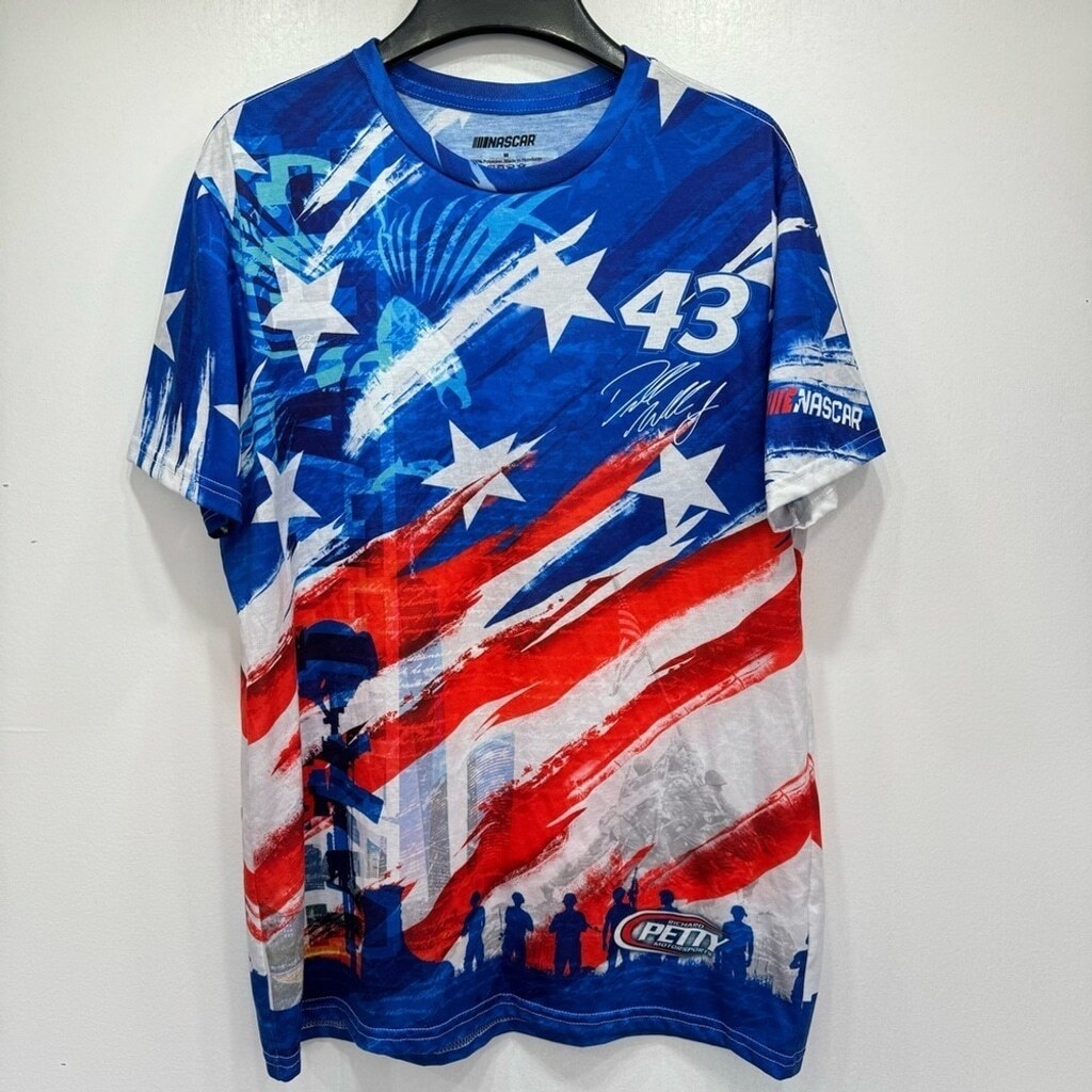 NASCAR Bubba Wallace #43 Red White & Blue Commemorative Shirt Medium