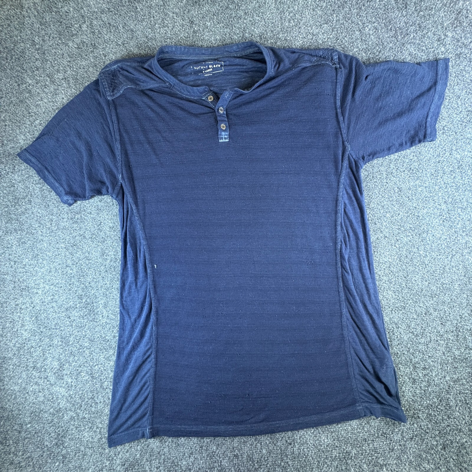 Buckle Black Burnout T Shirt Mens XL Blue Cotton Henley Neck Short Sleeve Casual gallery