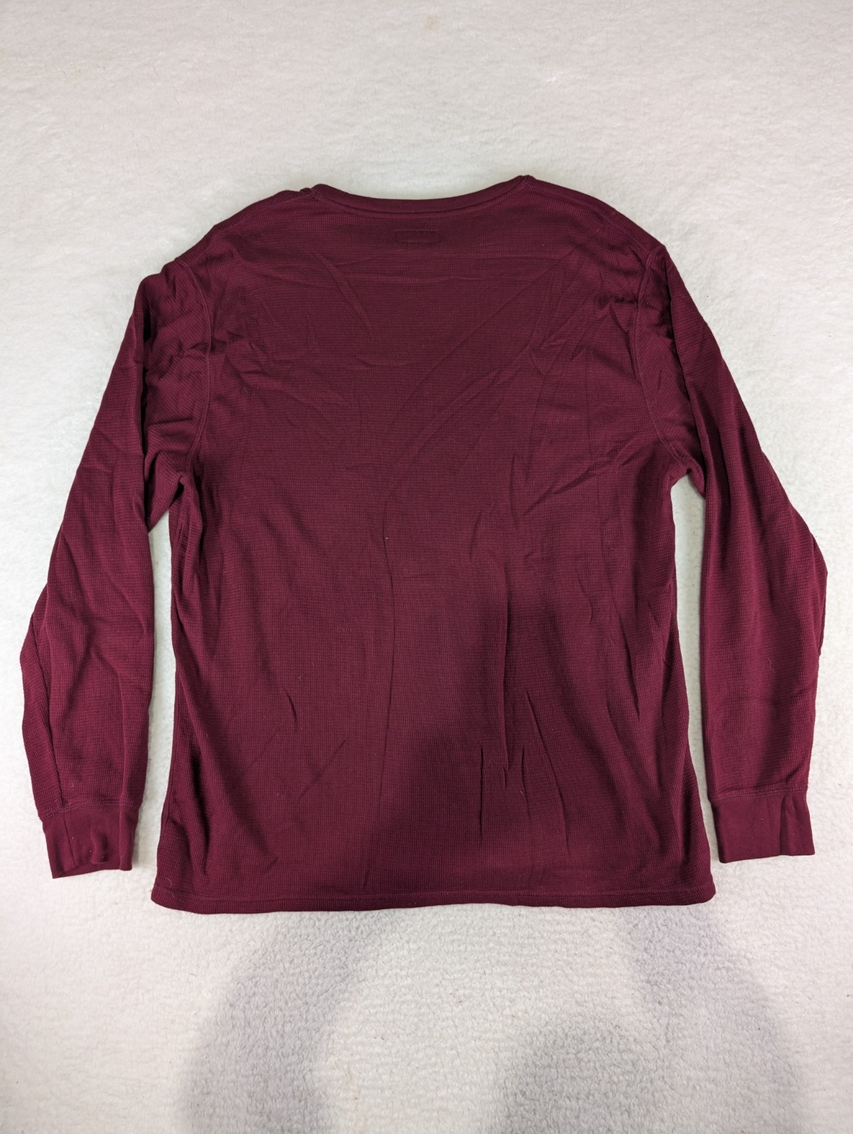 POLO RALPH LAUREN Waffle Knit Crewneck Pull-On Thermal Maroon Shirt Men's 2XL gallery