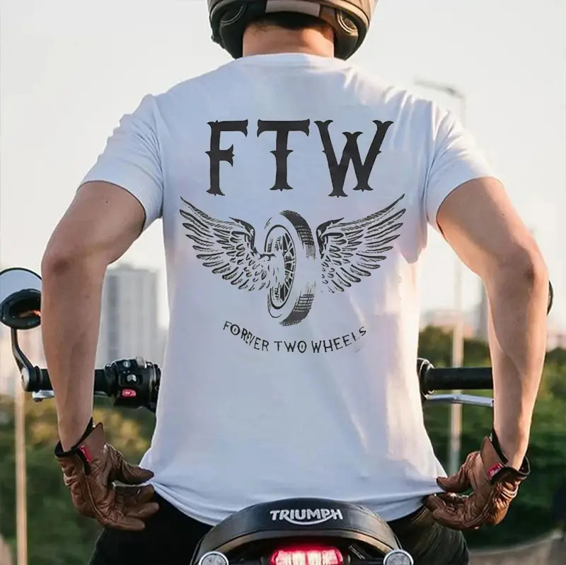 FTW FOREVER TWO WHEELS Angel Wings Graphic Print T-shirt, Top Menswear, Cotton gallery