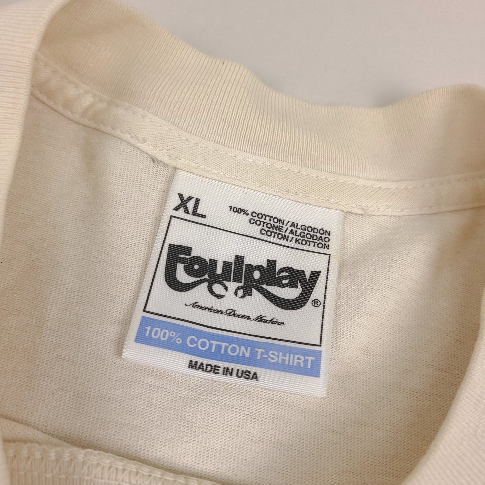 Foulplay Shirt Mens XL Cream Worldwide G59 American Doom Machine Graphic Tee gallery