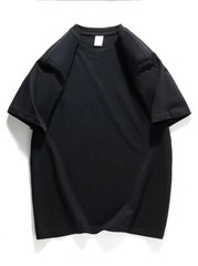 Men’s Classic Solid Plain Cotton Round Hem Scallop Essentials Tshirt S-2XL