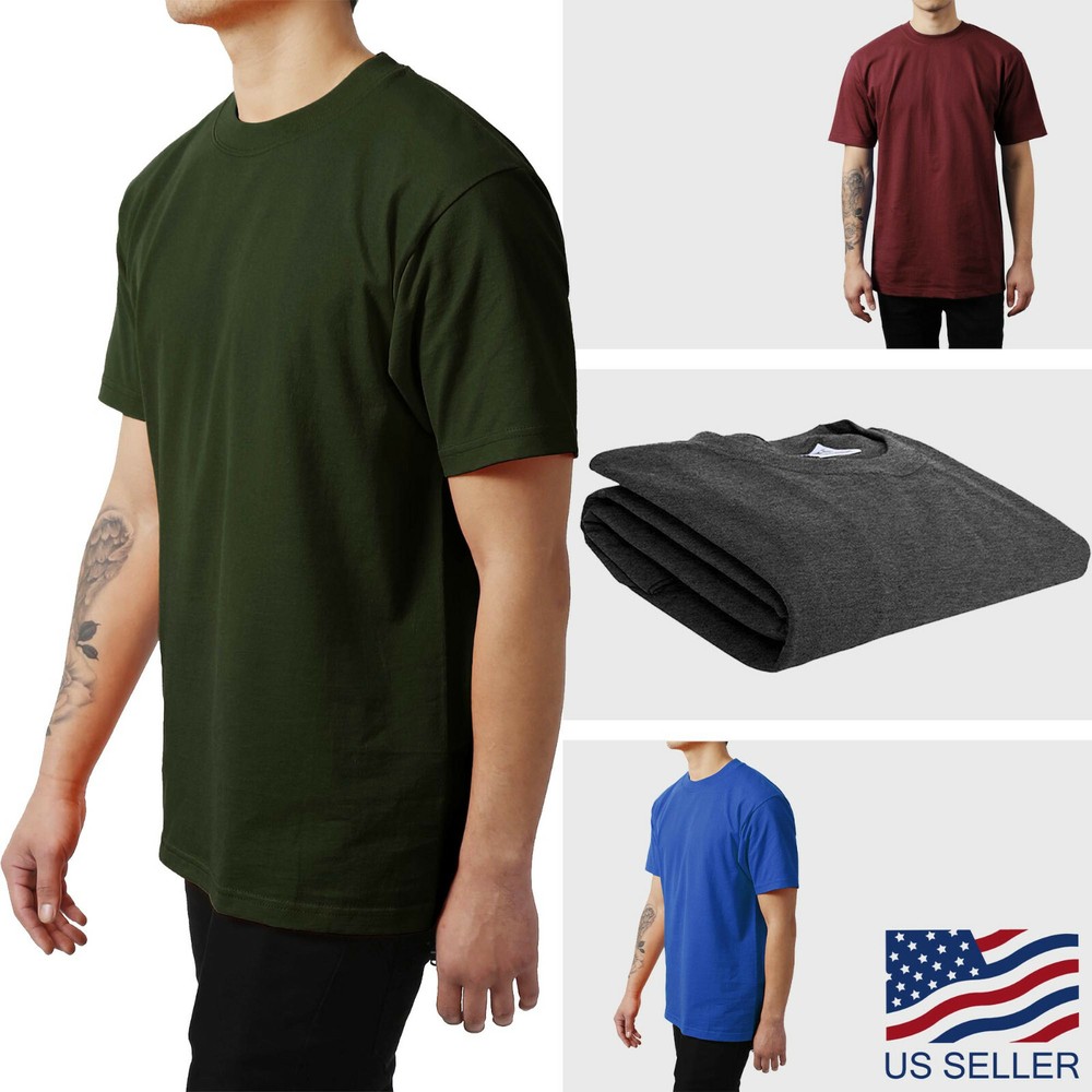 Mens Blank solid HEAVY WEIGHT Short Sleeve T SHIRTS Tee Colors 5XL Big and Tall