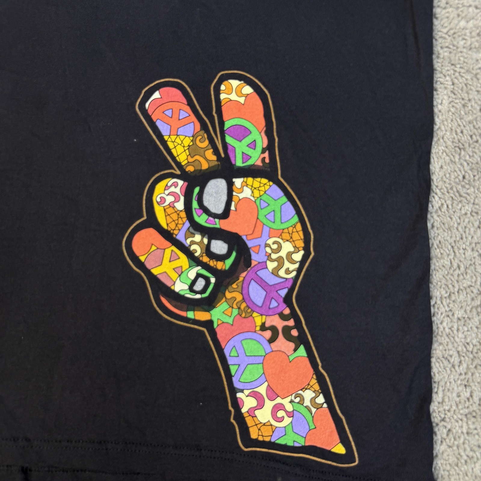 Ben & Jerry's Shirt Mens XL Black Peace Sign Hand Graphic Crew Neck Cotton gallery