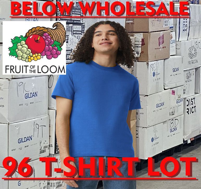 Below WHOLESALE Blank T-Shirt – 96 Sm ROYAL BLUE Fruit of Loom 3930R / 3931 Bulk