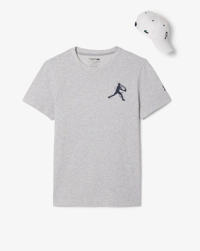 Lacoste x Novak Djokovic Men's Regular Fit Gray On Court T-shirt & Cap Medium gallery