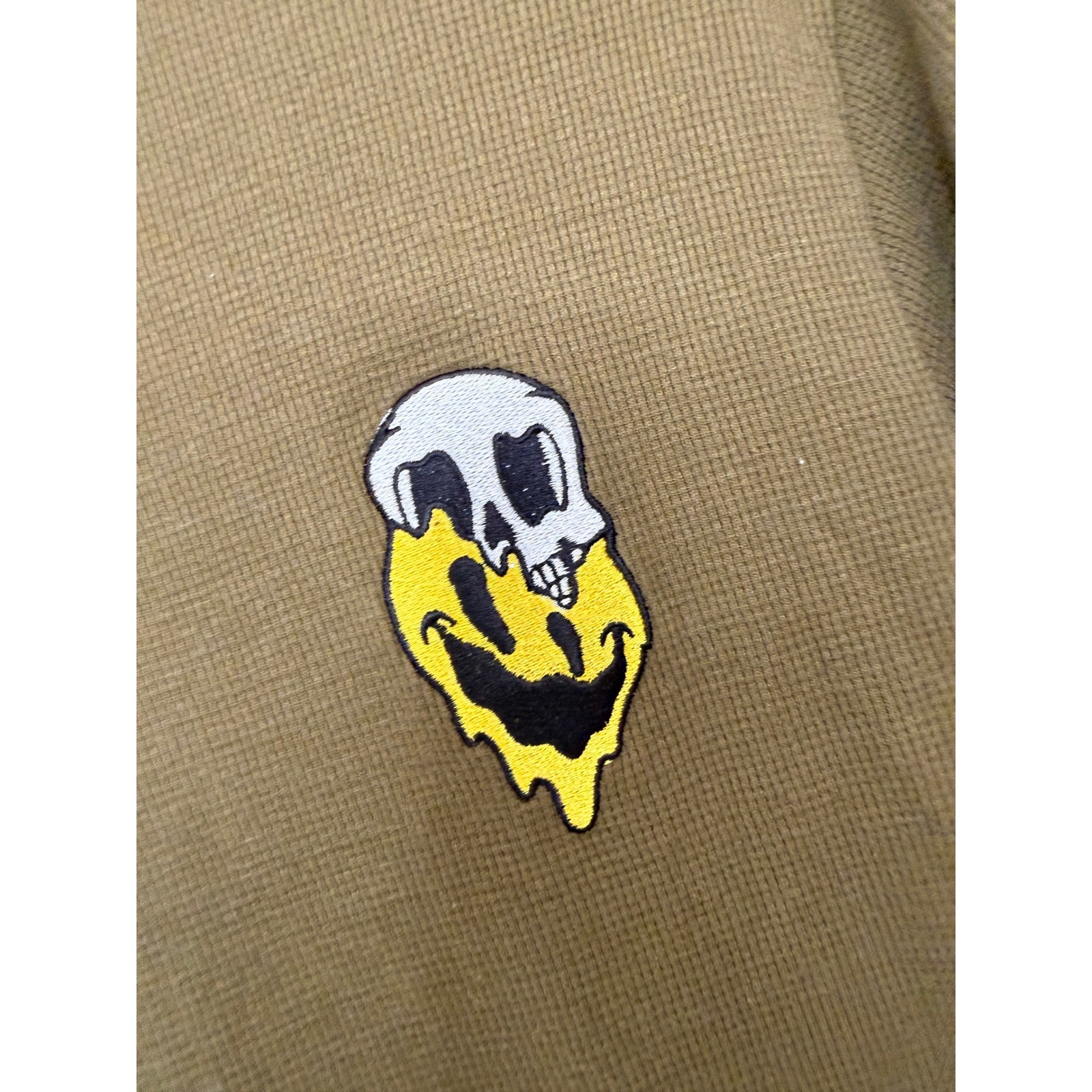 Eighty Brand Men's Medium Olive Green Long Sleeve Thermal Shirt Melting Skull gallery