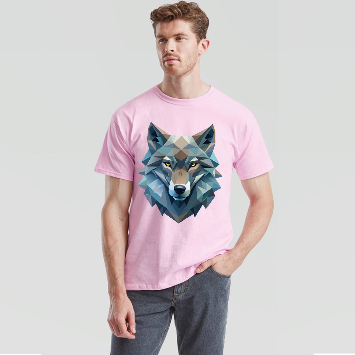 Wolf Geometric Wolves Animals Mens T-Shirt Polygonal Design gallery