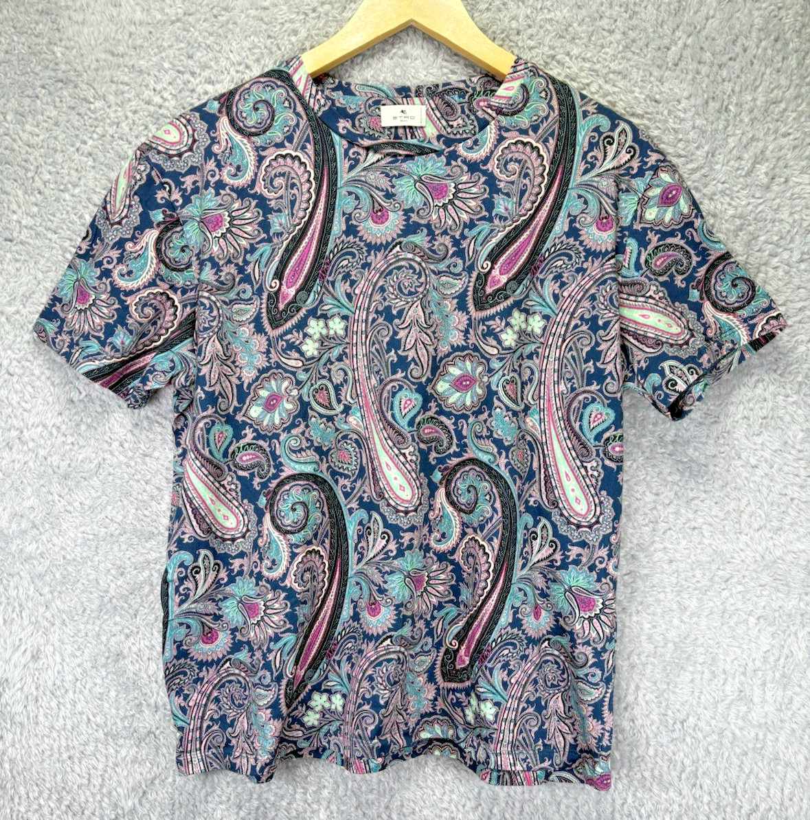 ETRO Milano Paisley Print T Shirt Top Mens L Multicolor Italy Cotton Short gallery