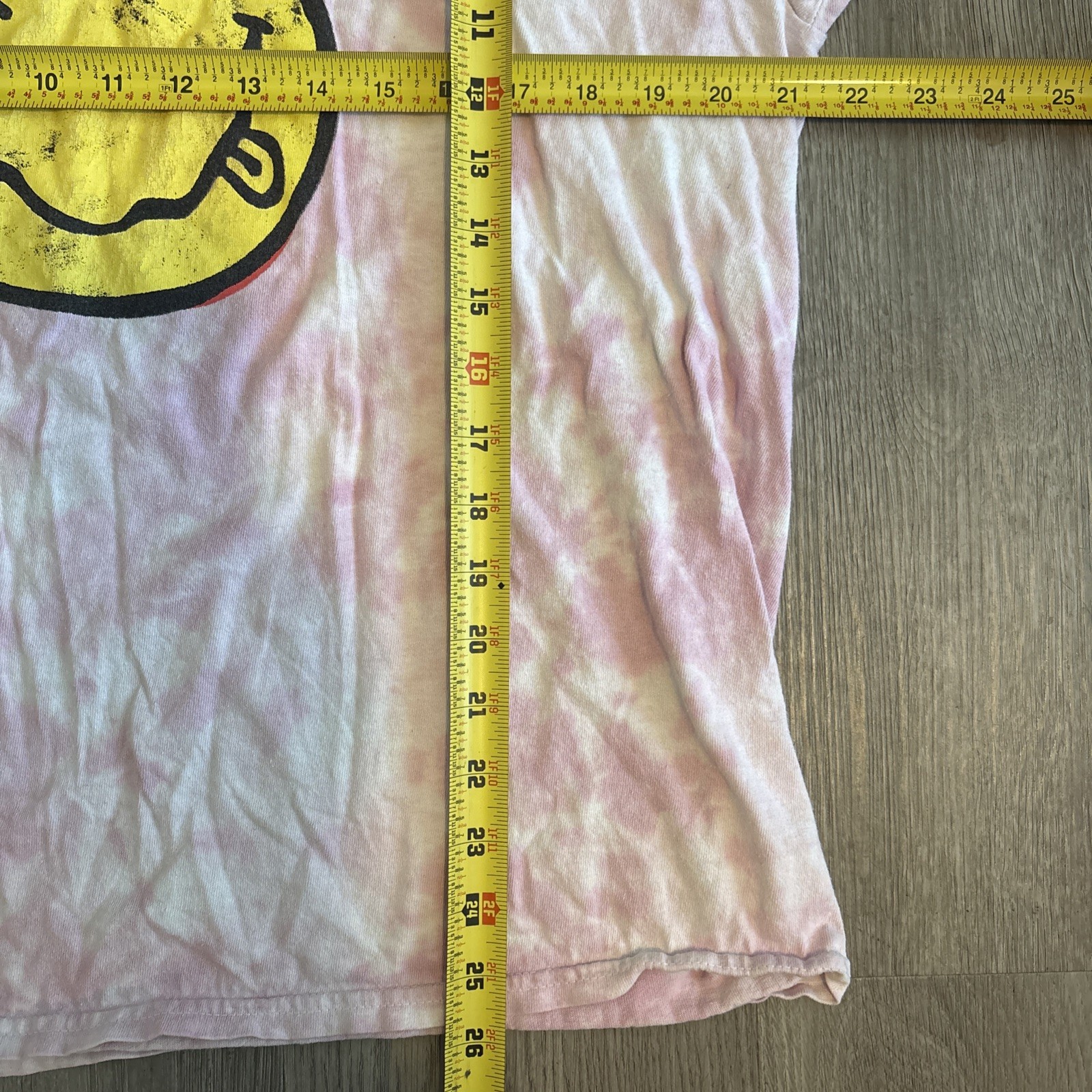 Nirvana Happy Face Graphic T-shirt Unisex XL Pink Tie Dye Distressed gallery
