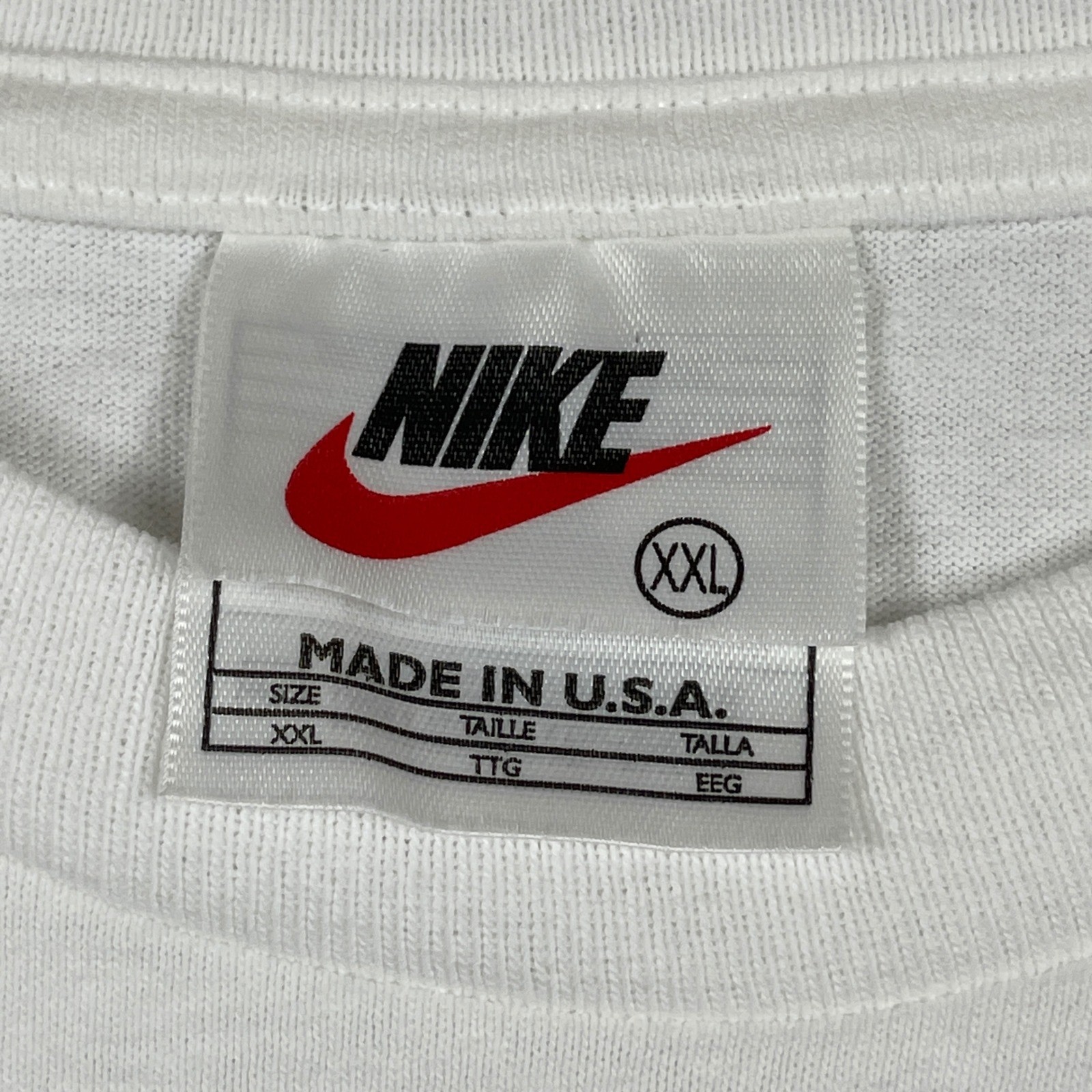 Nike T-Shirt Mens XXL White Blue Swoosh Vintage 90s Made in USA Streetwear Tee gallery