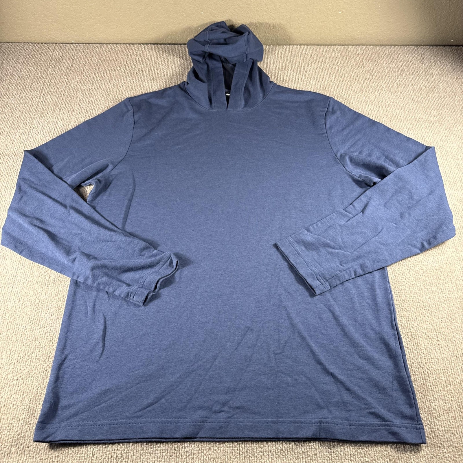 Travis Mathew Shirt Mens Large Blue Long Sleeve Hoodie Stretch Soft Tee