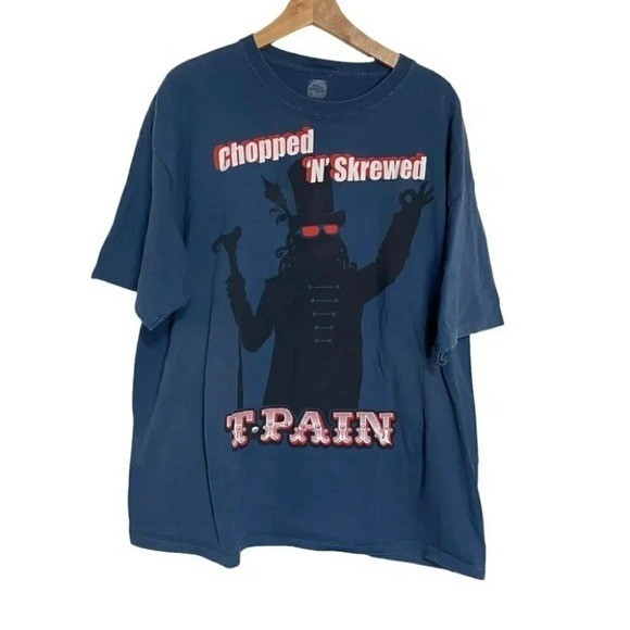 The Thread Shop T-Pain Graphic Tee XXL Blue Chopped N Skrewed Hip Hop Shirt