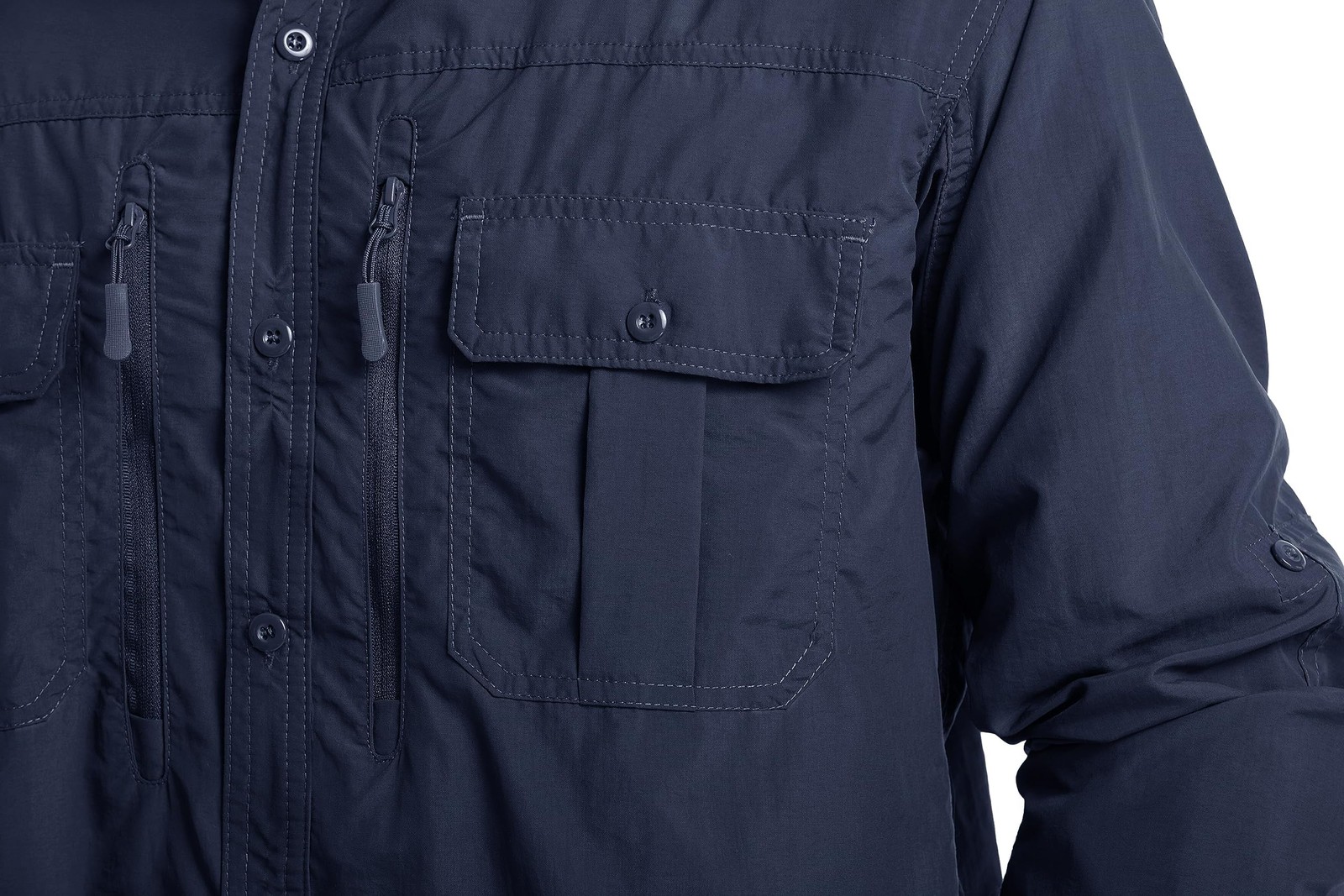 Mens Long Sleeve Cargo Shirt Sun Protection Outdoor Hiking Quick Dry Work Shirts gallery