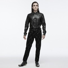 Punk Rave Goth dragon scale shirts for men WY-1678CCM-BK