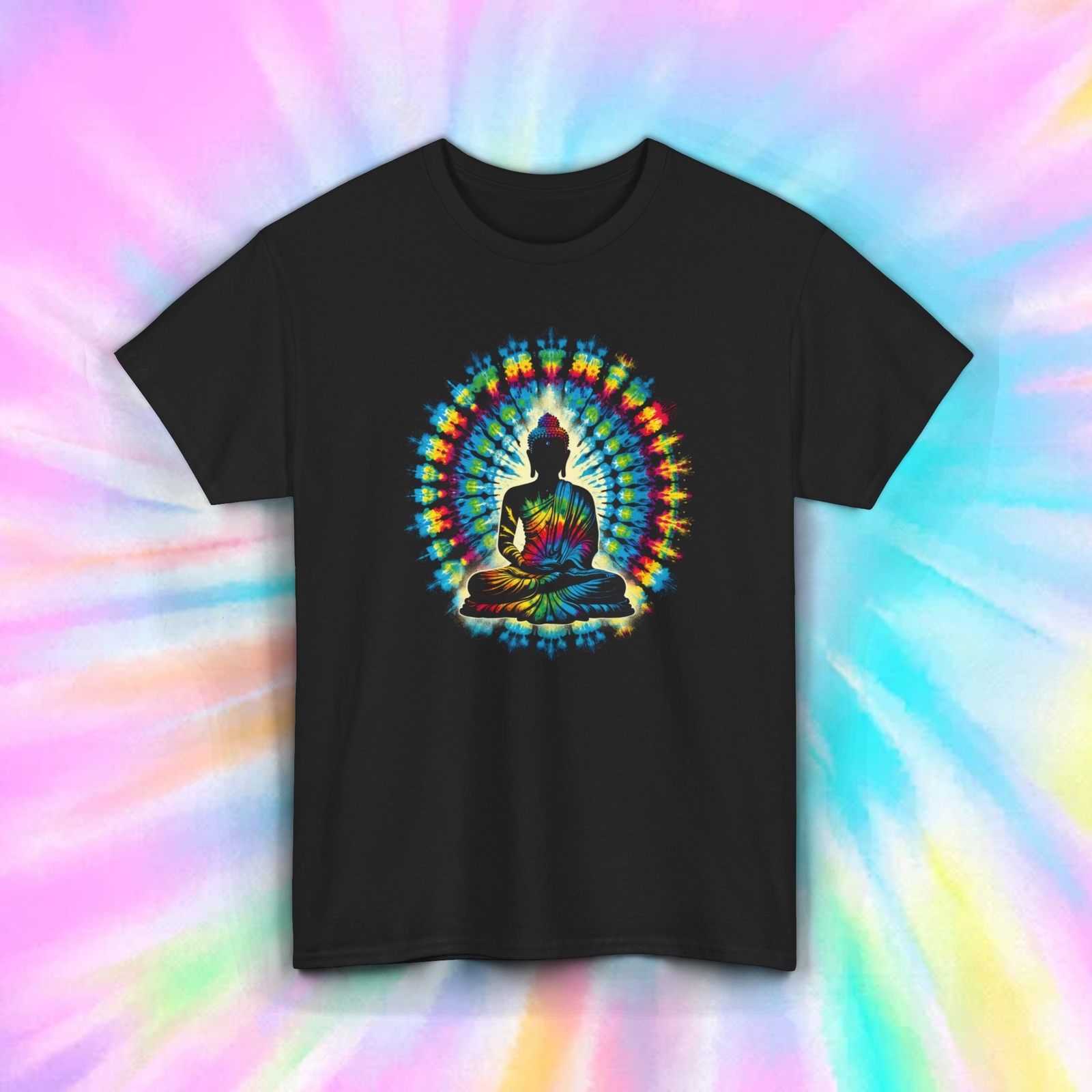 Tie-Dye Buddha T-Shirt | Colorful Meditation Graphic Tee | S-5XL gallery