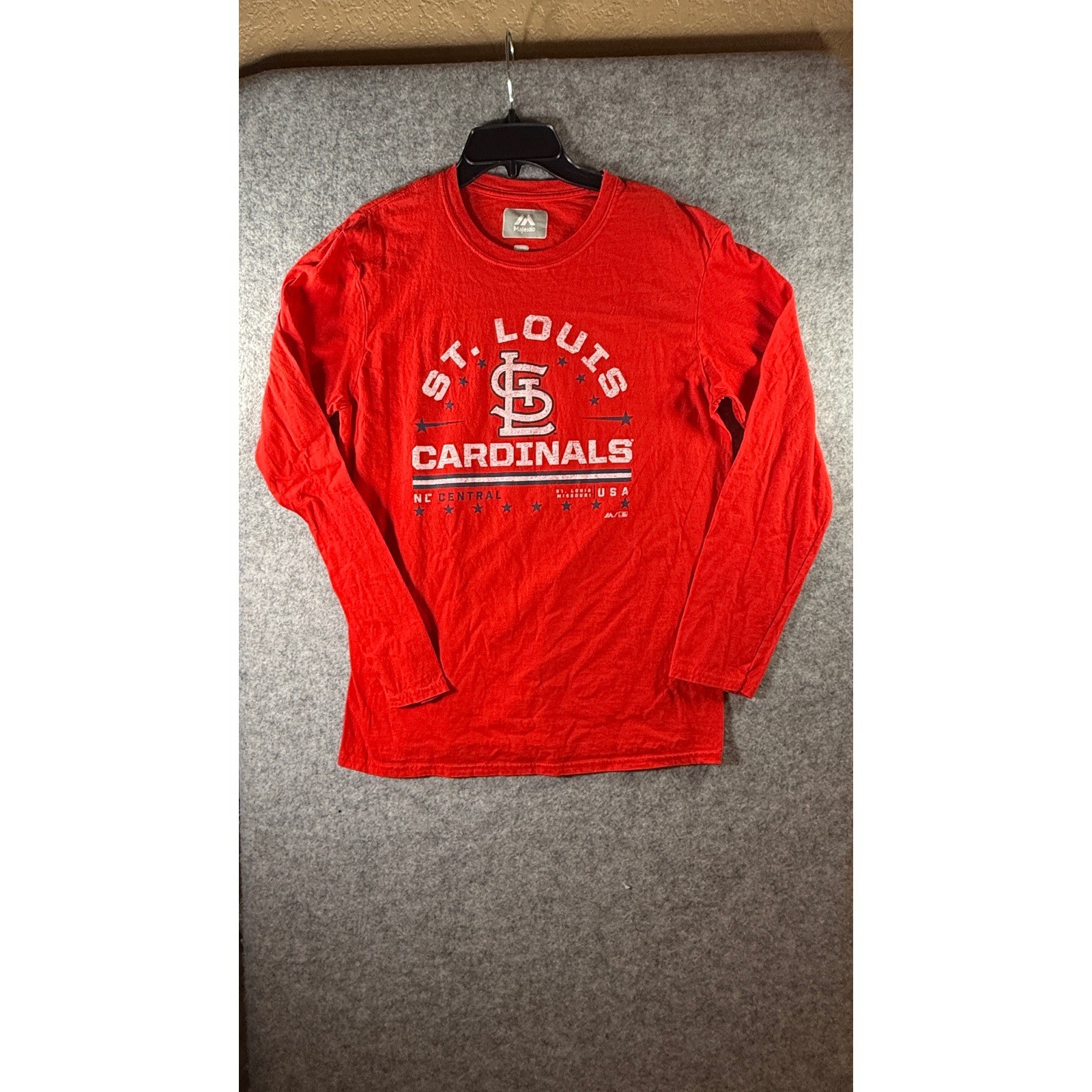 Majestic St Louis Cardinals Mens Long Sleeve T-Shirt Red Graphic Size M MLB gallery