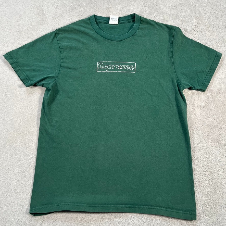 Supreme Kaws Chalk Box Logo T-Shirt Men's Size Medium SS21 Green Short Sleeve gallery