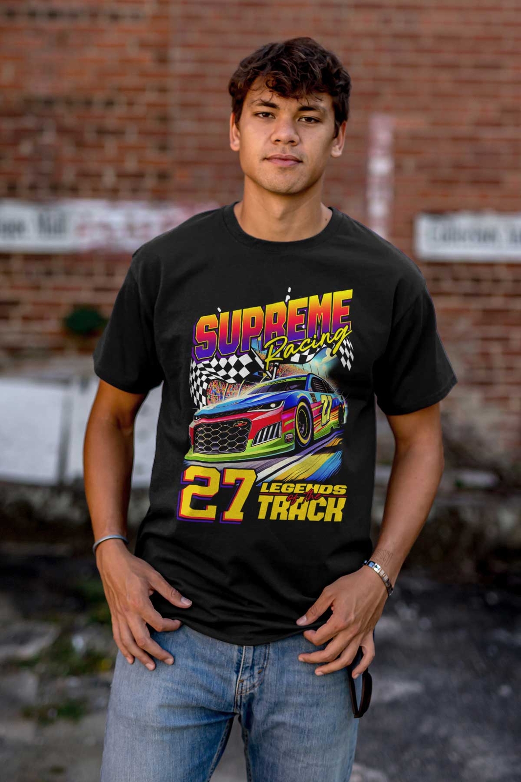 Supreme Racing 27 Legends Track Racecars Mens Casual Crewneck T Shirts Tees gallery