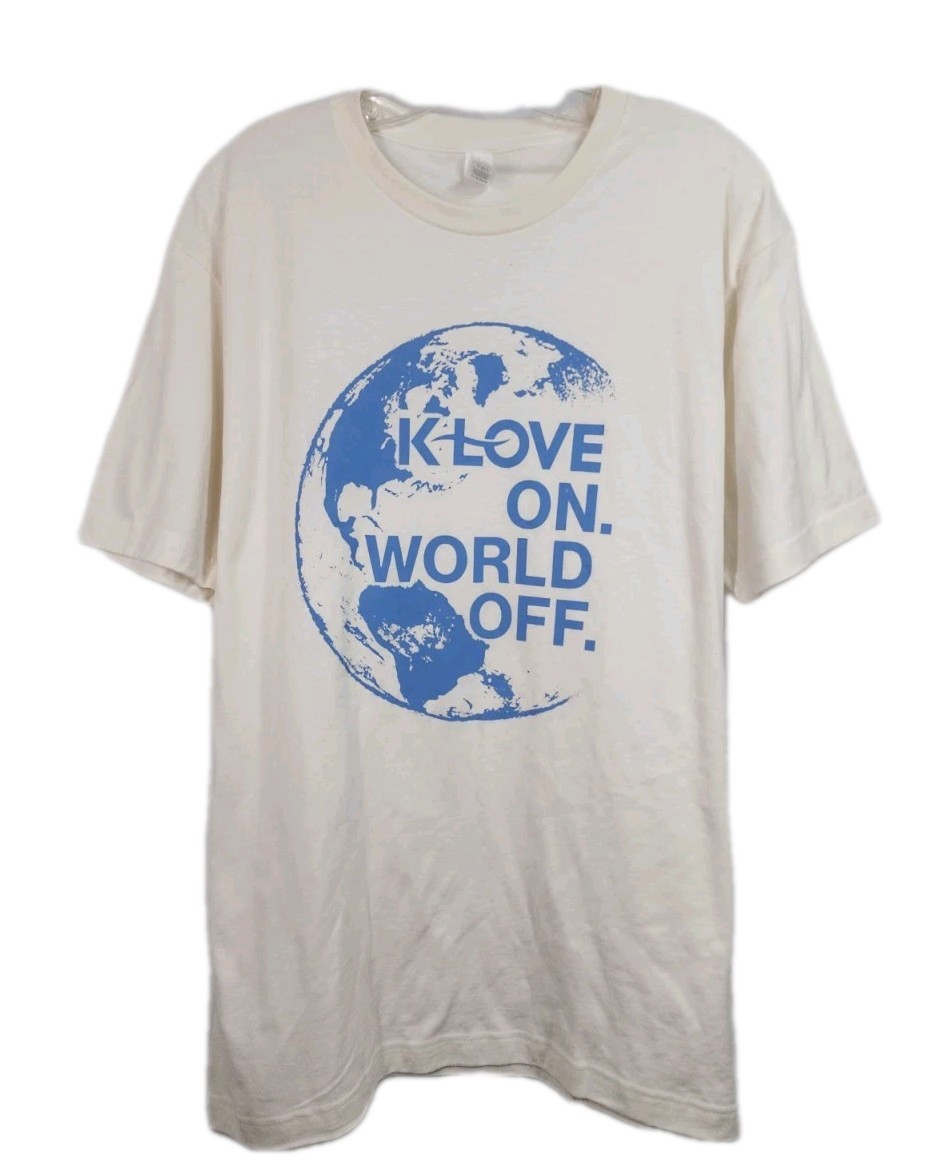 Tultex 202 Mens Size Large Beige K-Love On. World Off. Short Sleeve T-Shirt