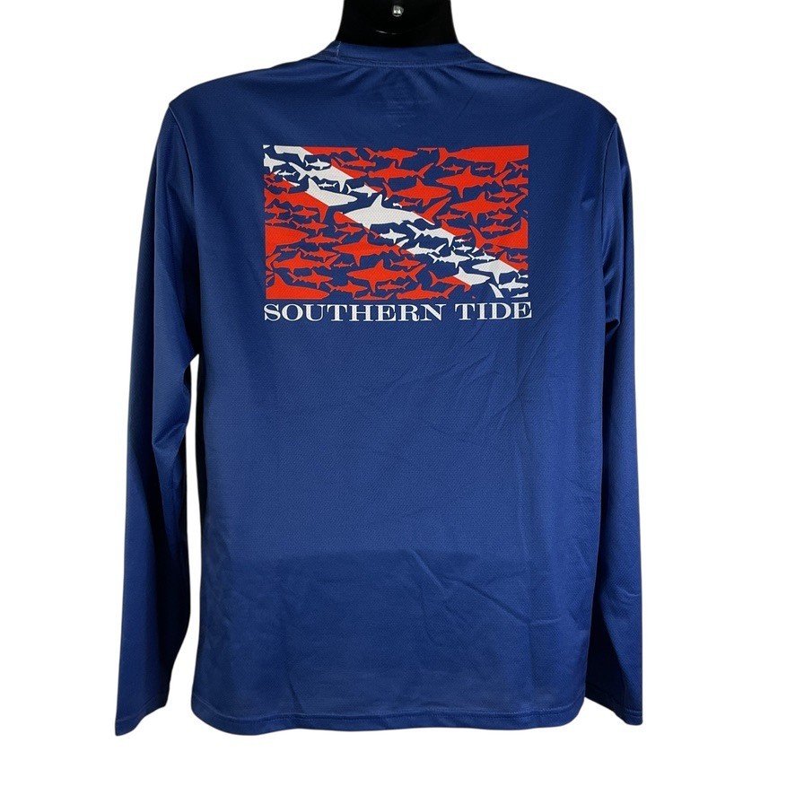 Southern Tide Shirt Size Med Blue Tee Long Sleeve Shirt 100% Recycled Polyester gallery