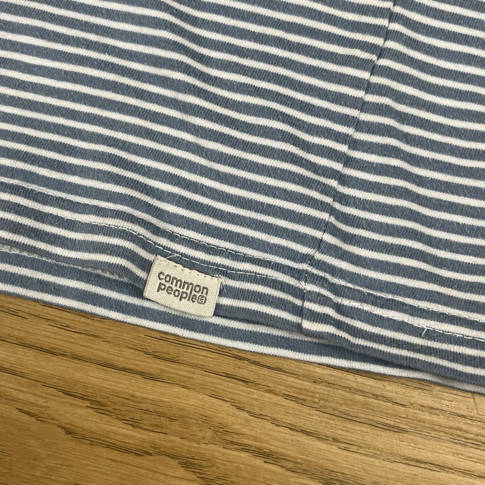 Common People Men's Blue Pink Striped Pocket Cotton Tee T Shirt M Medium Indi gallery