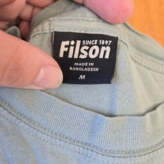 C.C. Filson Unfailing Goods Gray Double Sided Graphic Tshirt Trout MENS M