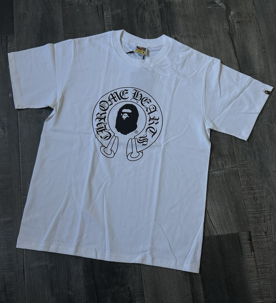 A Bathing Ape Baby Milo White Double-Sided Graphic Logo Crew Neck Tee Men M