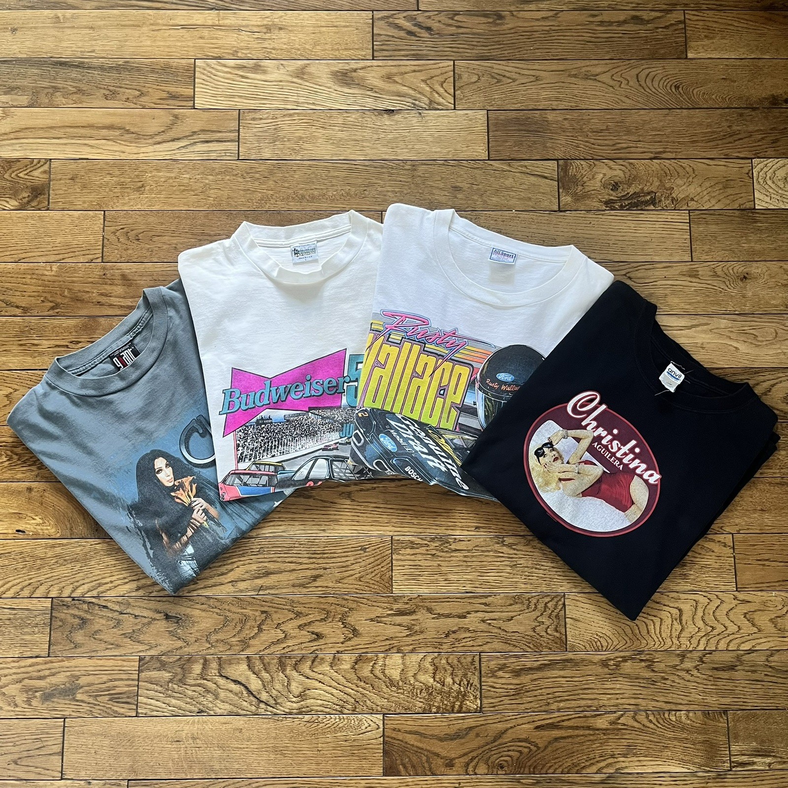 Vintage T Shirt Lot of 4 Tees Bundle Y2K 90s Mix Lot Pop Culture and racing gallery