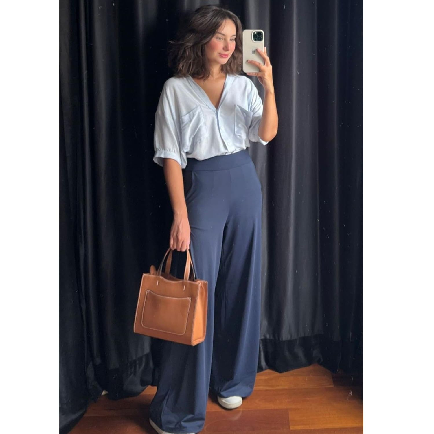 3 Pack Womens Wide Leg Pants with Pockets High Waist Loose Sweatpants Casual ... gallery