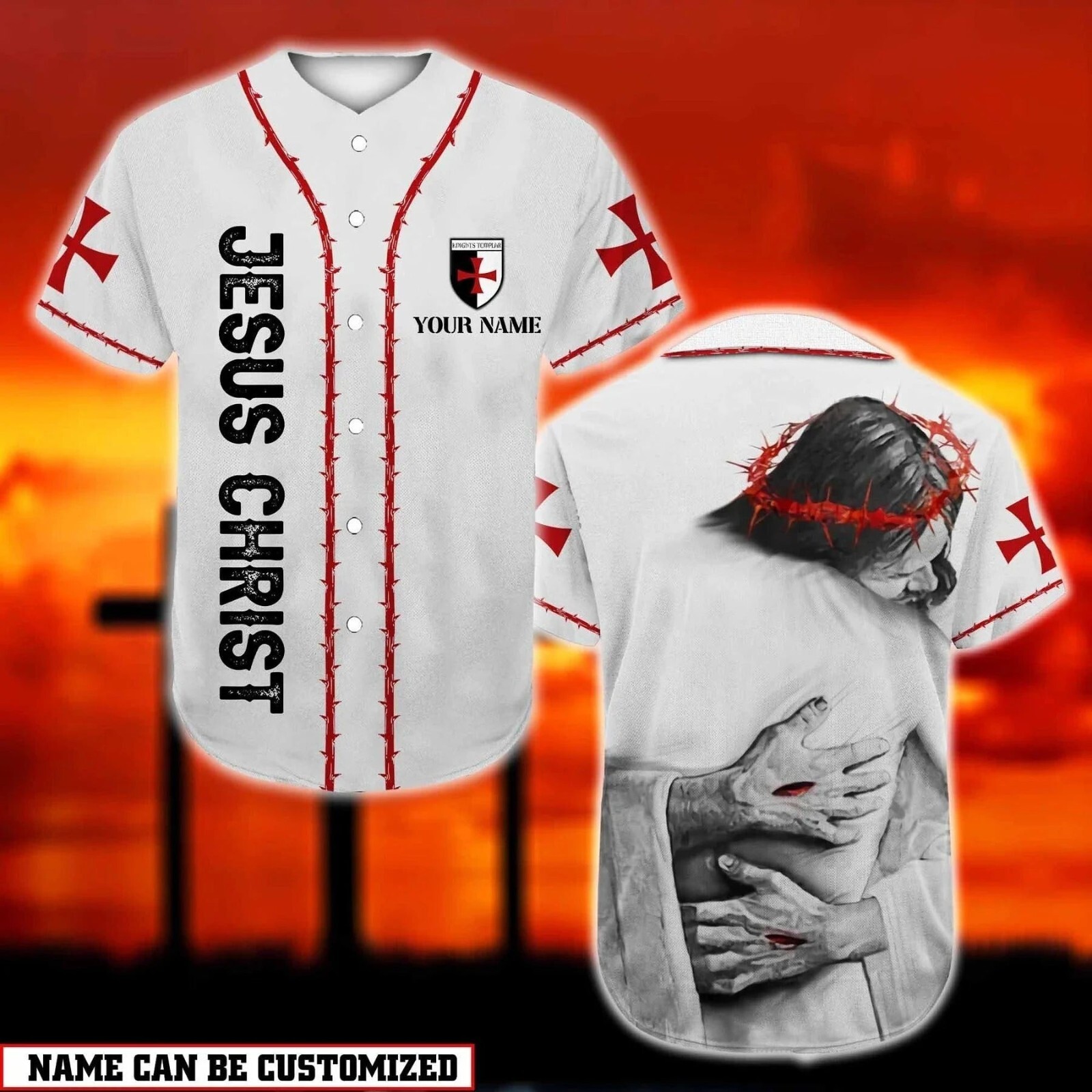 God Hug Gift God Is Love Christian Cross Baseball Jersey AOP Full Size S-5XL gallery