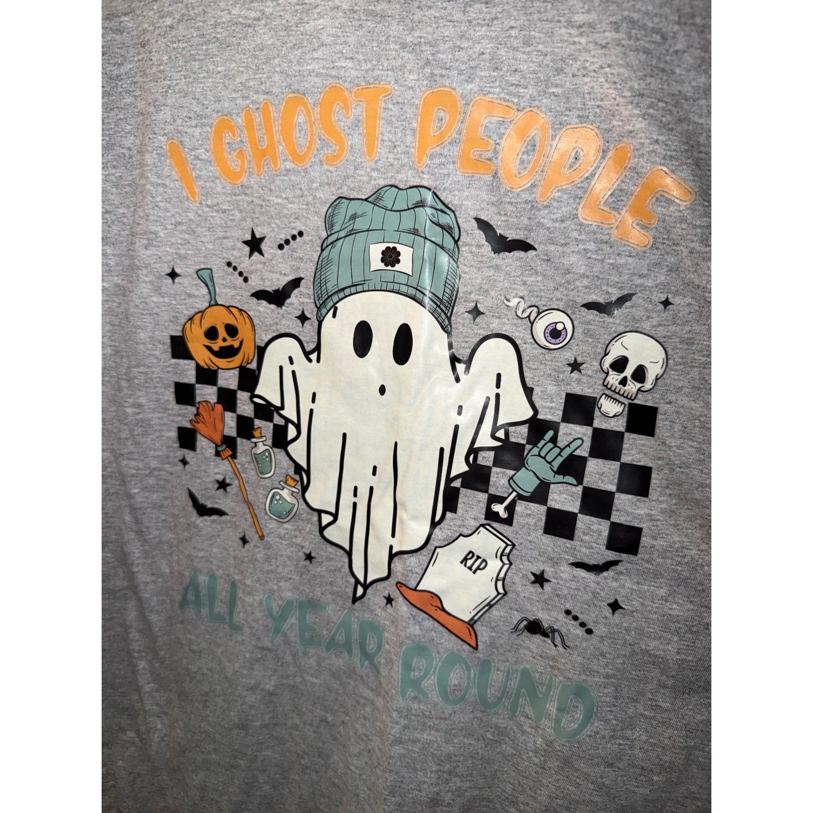 Hanes ComfortSoft I Ghost People All Year Round Graphic Tee Heather Gray Mens M gallery