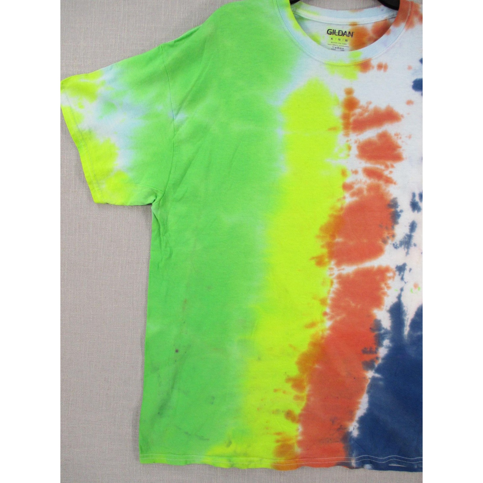 GILDAN Multi Color Psychedelic Festival Tie Dye T Shirt Mens Unisex Size XL gallery