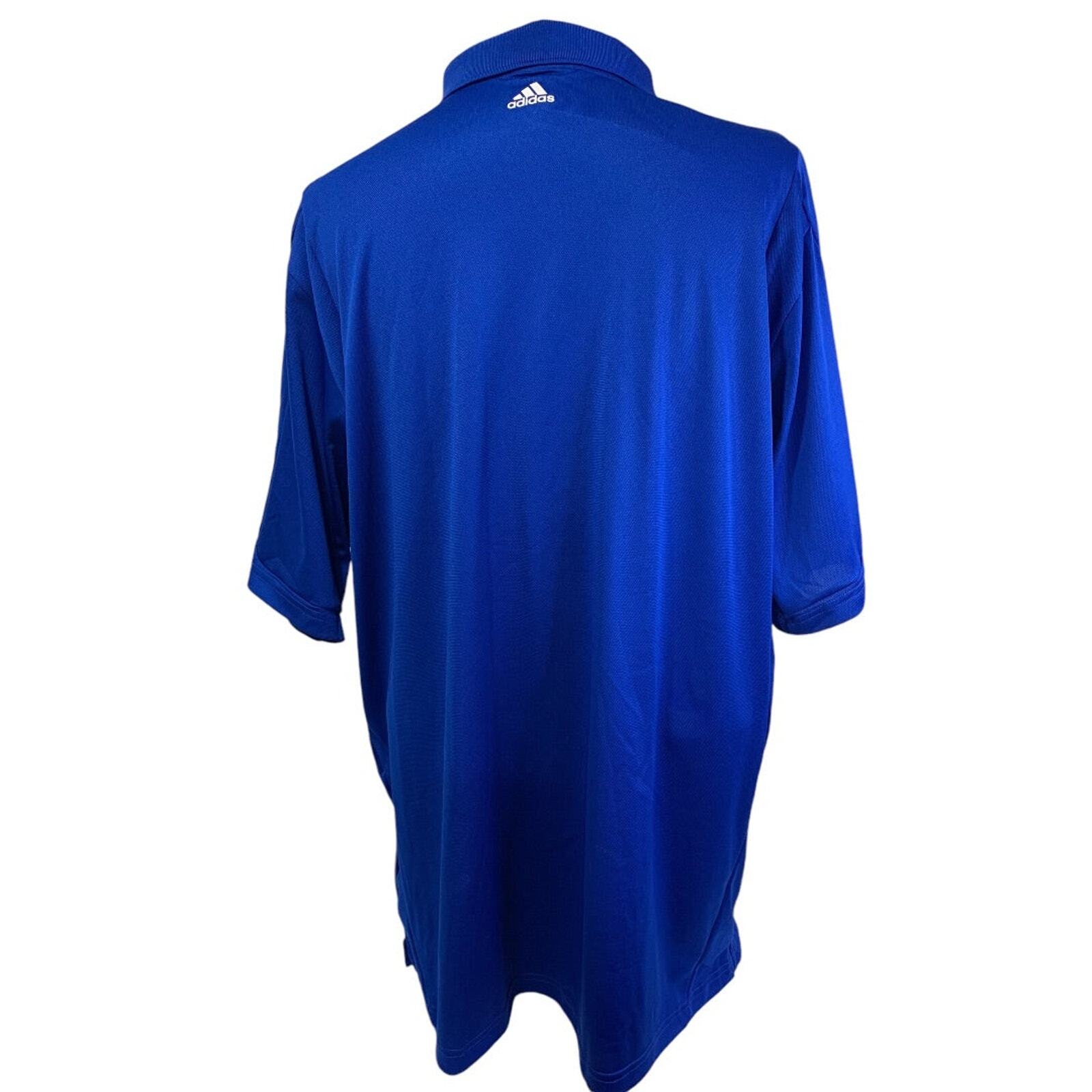 Large Adidas Golf Mens New Royal Blue Polo Shirt ClimaLite Striped Cuff P77778 gallery