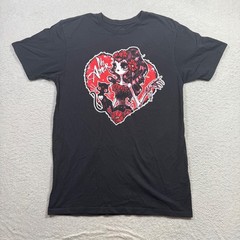 TeeVillain Graphic T-Shirt Mens Medium Black Good Mi Amor Sugar Skull Cat