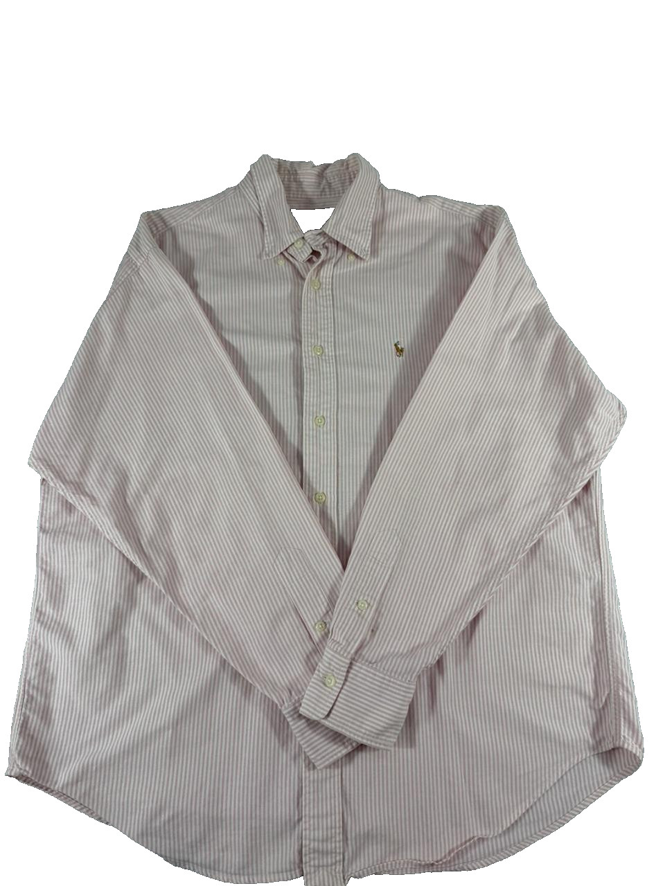 Ralph Lauren Shirt Boys 14 Pink White Striped Button Down Long Sleeve