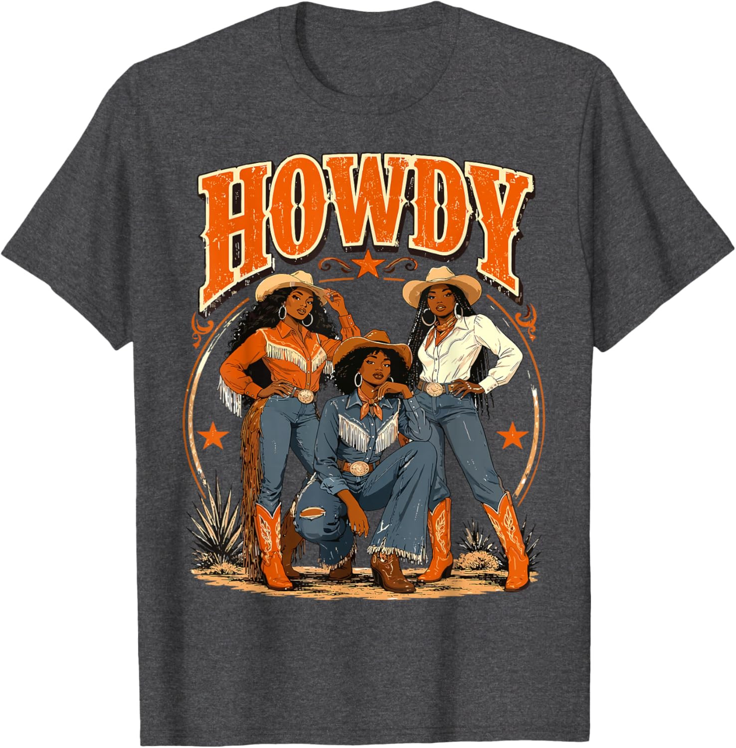 Howdy Cowgirl Western Boots Afro Western Rodeo Melanin T-Shirt gallery