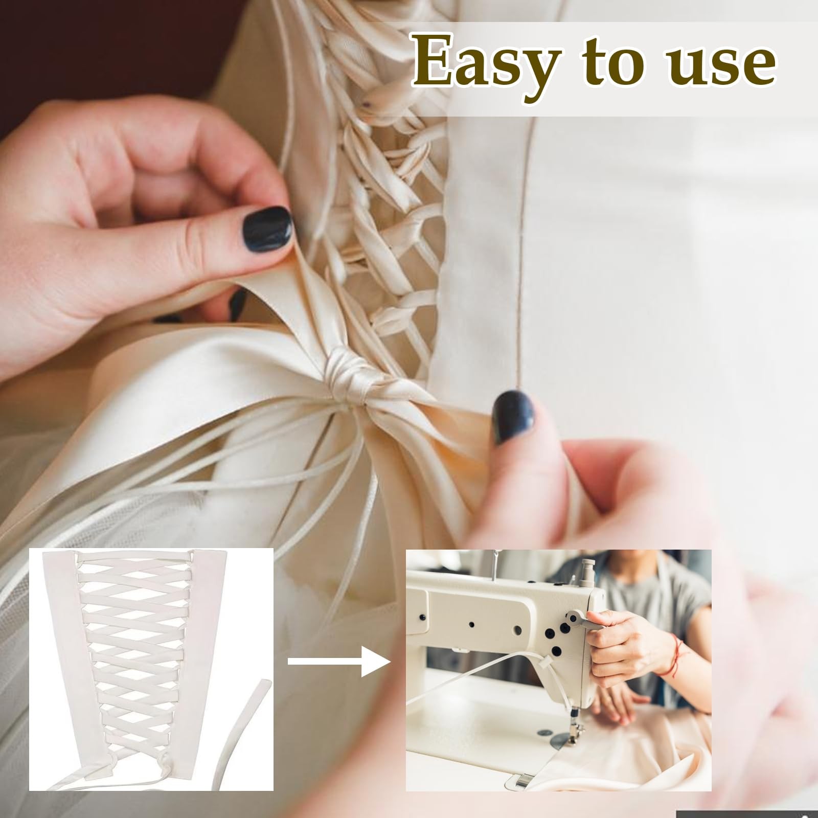 Adjustable Fit Satin Corset Back Kit Women's Wedding Dress Corset Kit Loops D... gallery
