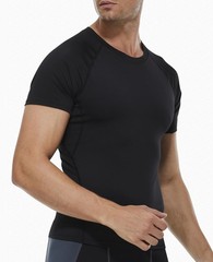 Black Compression Shirt Short Sleeve Men Cool Dry Sports Athletic Workout Bas…