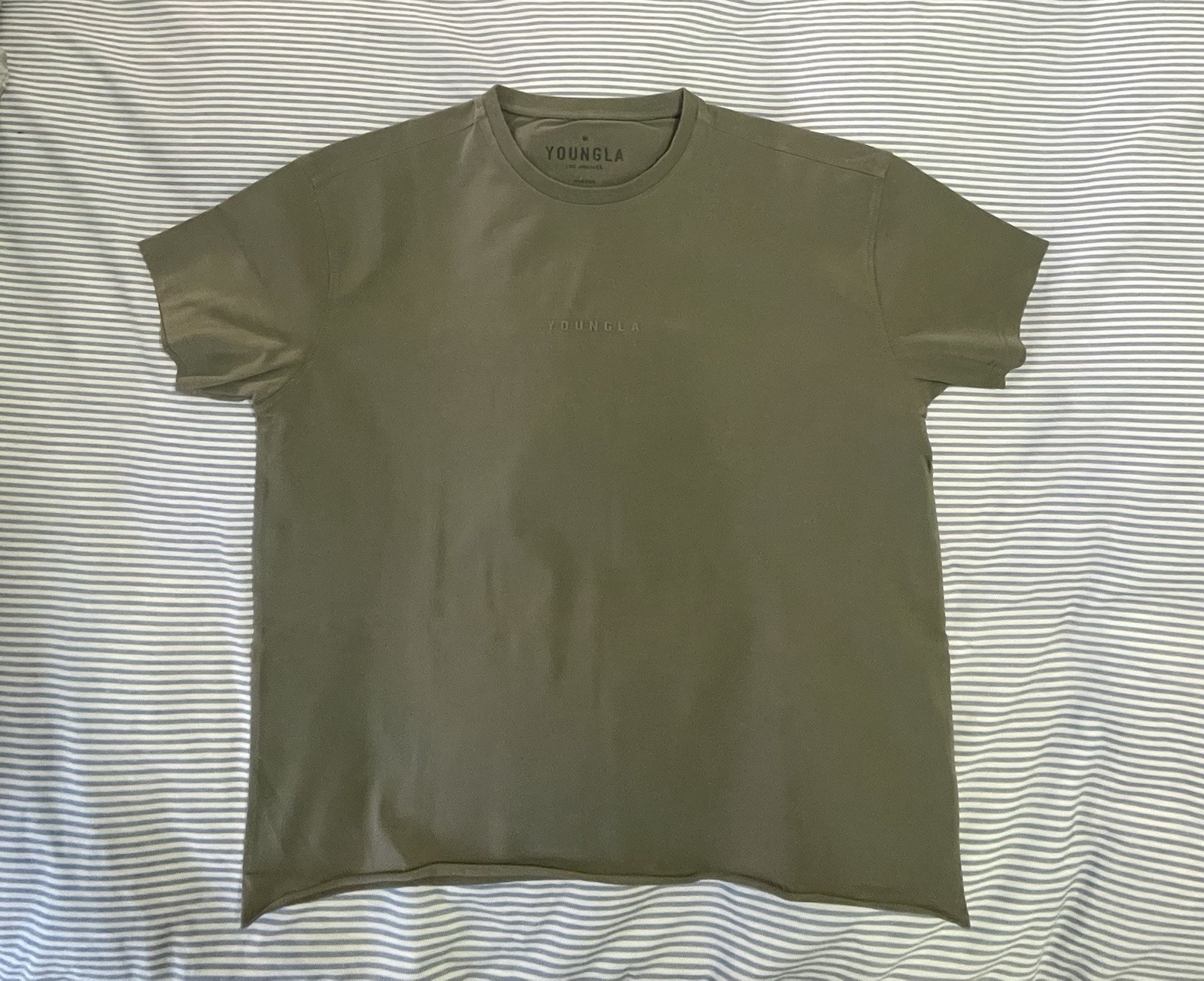 YoungLA Cropped Tailored Tee, Peat Wash Size Medium