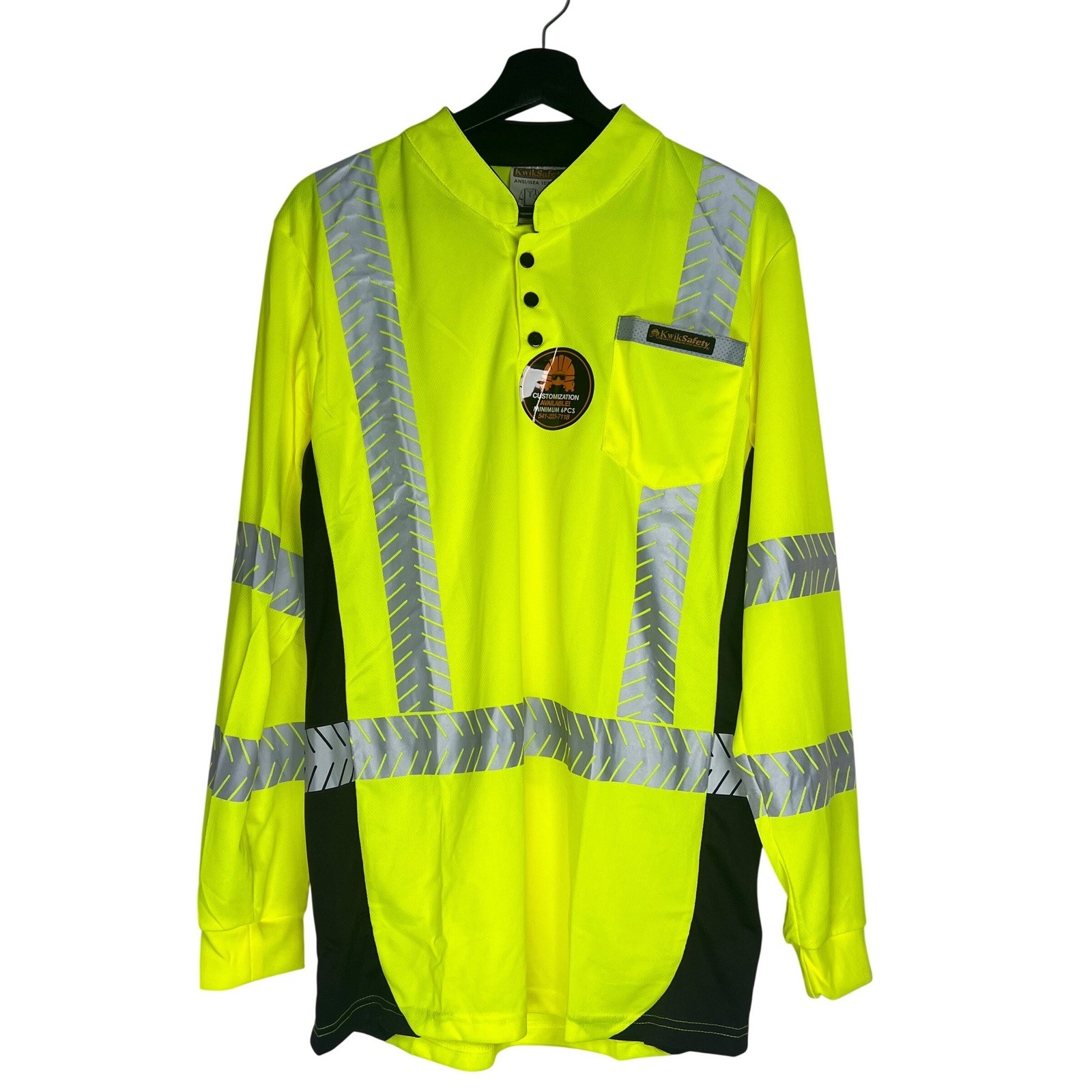 KwikSafety KS4407 LS Small Hi Vis Safety Shirt Long Sleeve ANSI Class 2 Yellow gallery