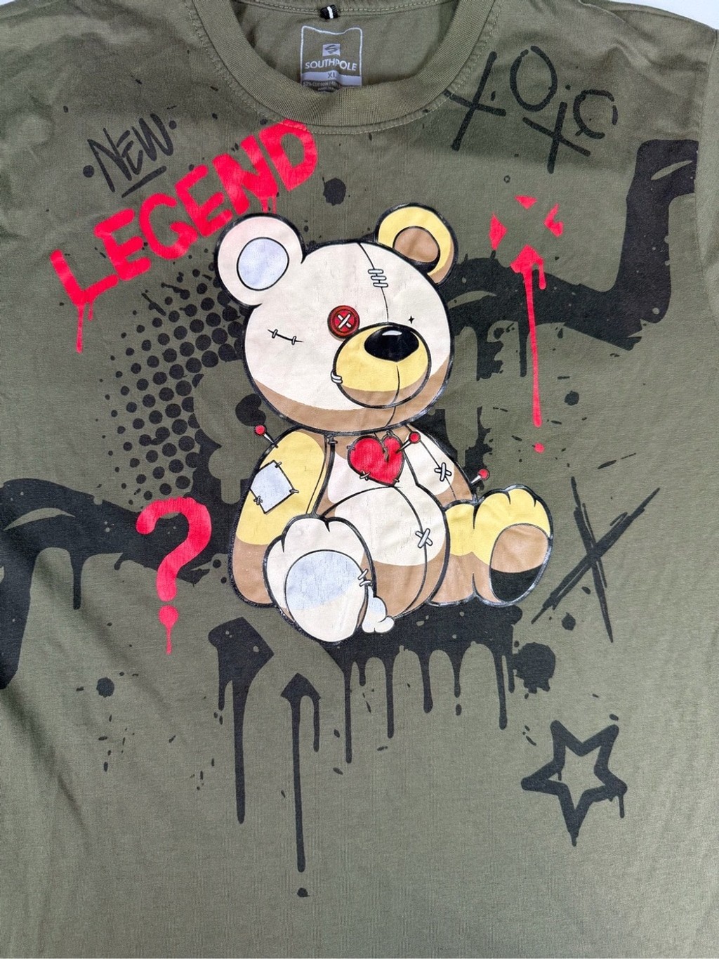 Southpole Olive Green Legend Bear Graphic Logo Tee XL gallery