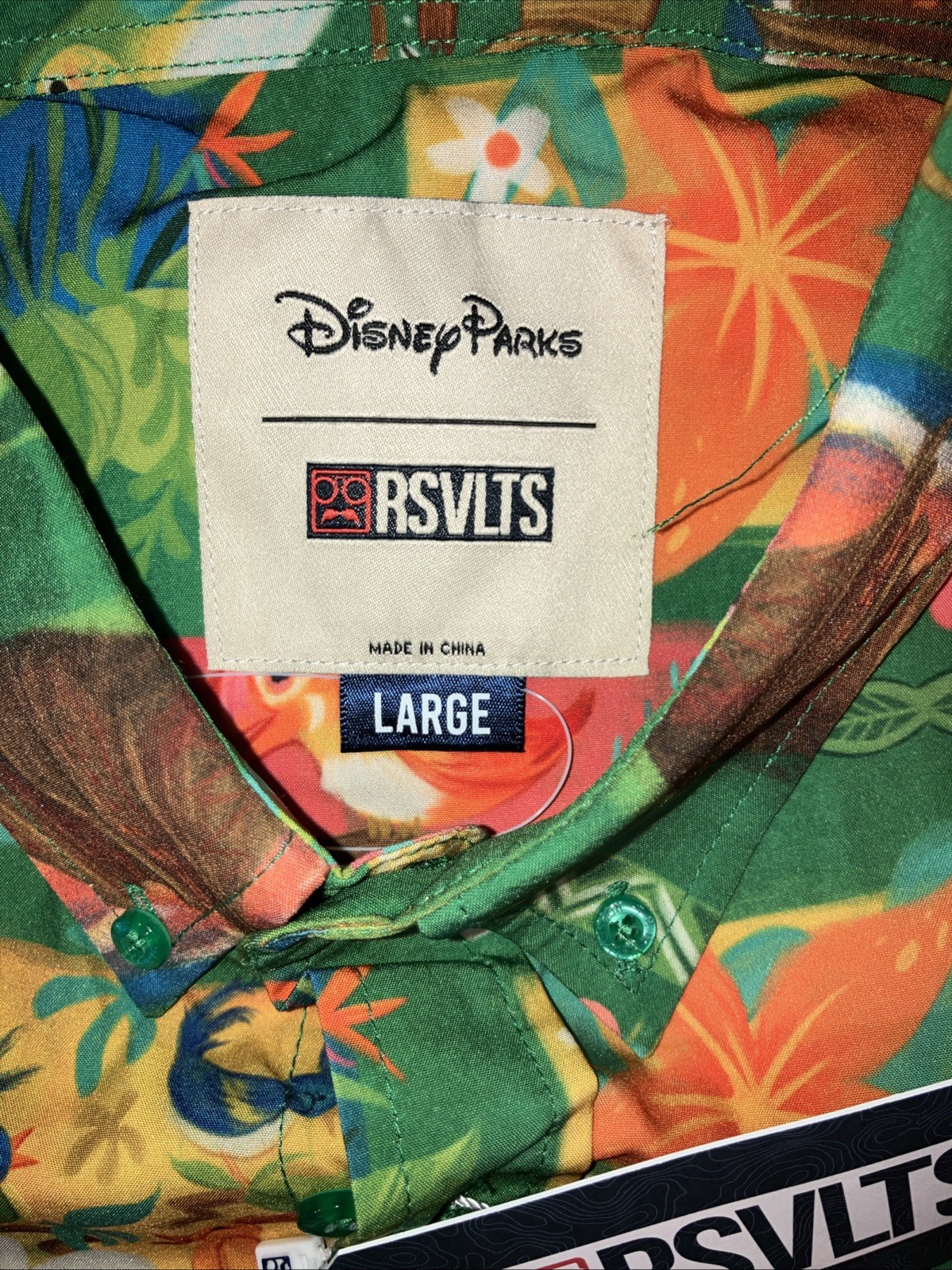 NWT New Mens LARGE Disney Parks RSVLT Enchanted Tiki Room Button Down Shirt gallery