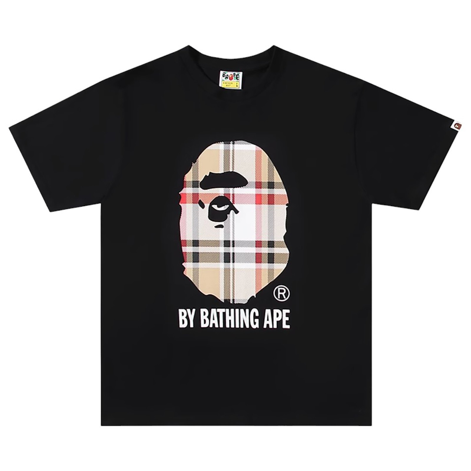 BAPE Check Ape Head T-shirt Black Multi Beige | A Bathing Ape gallery